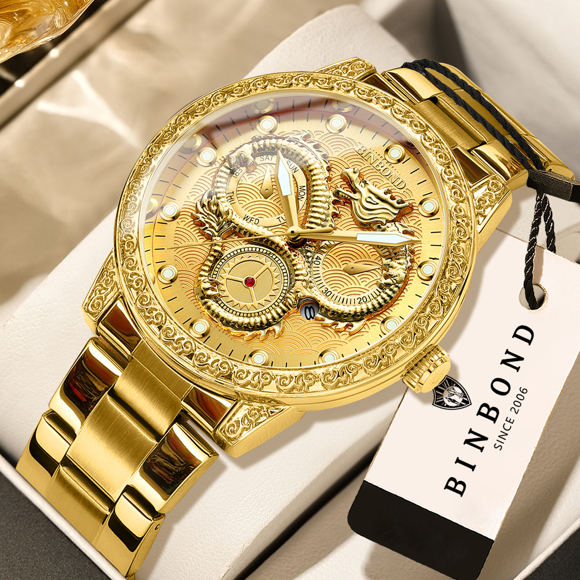 Smartwatch Vintage Watches For Men - BINBOND Dragon Vintage Luxury Quartz Watches