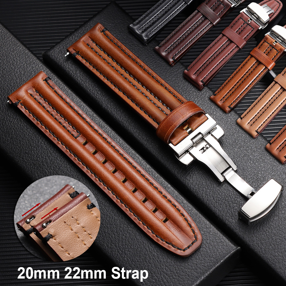 Seiko Watches Smartwatch - 20mm 22mm Genuine Cowhide Watch Straps