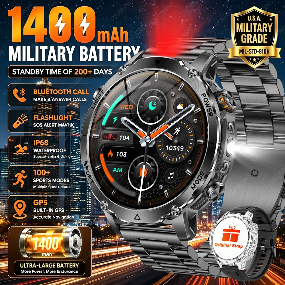 Brand+1400mAh Big Battery Smar - مراجعة Smartwatch Branded Watches For Men وسعره