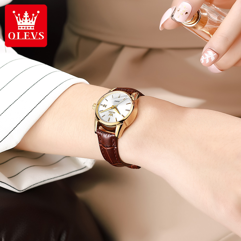 OLEVS Watch 6898 Women Watches - مراجعة Leather Watch Strap وسعره