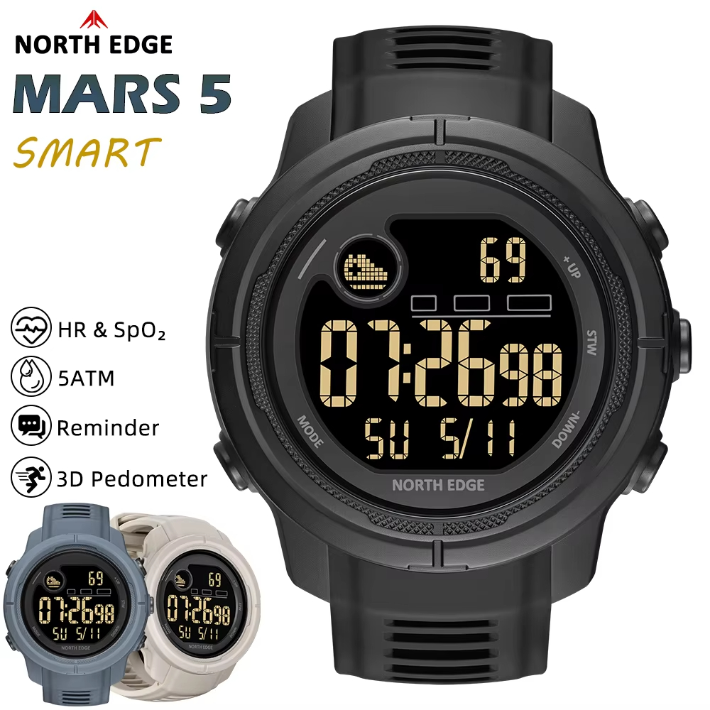 NORTH EDGE NEW MARS 5 Men's Di - مراجعة Smartwatch Digital Watches For Men وسعره