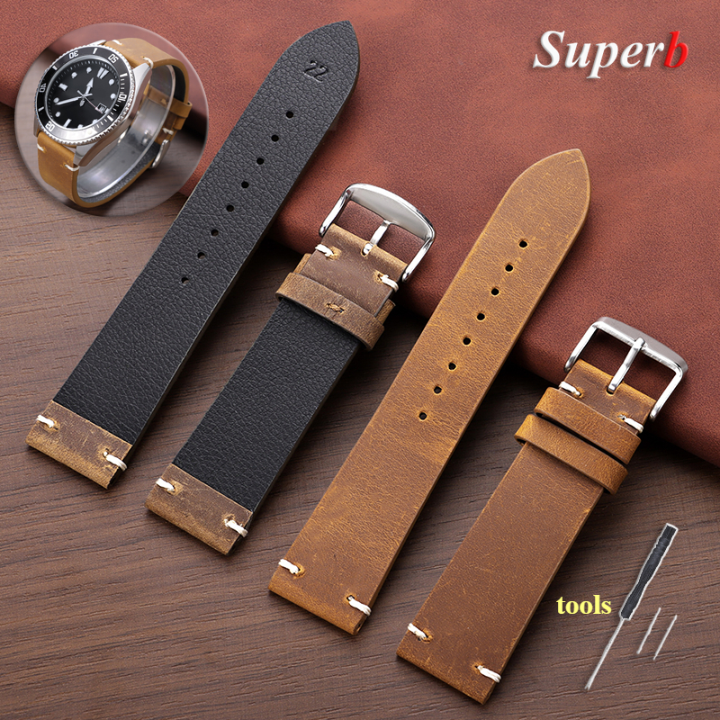 Stitching Cowhide Leather Brac - مراجعة Watches Rolex Smartwatch وسعره
