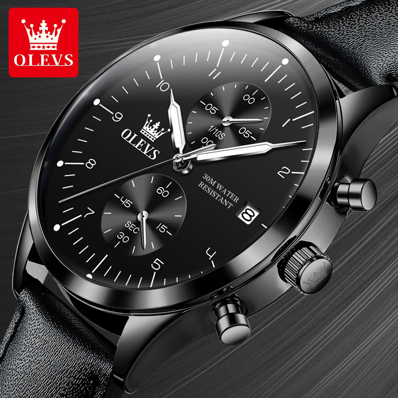 OLEVS casual fashion men's wat - مراجعة Leather Watch Strap وسعره