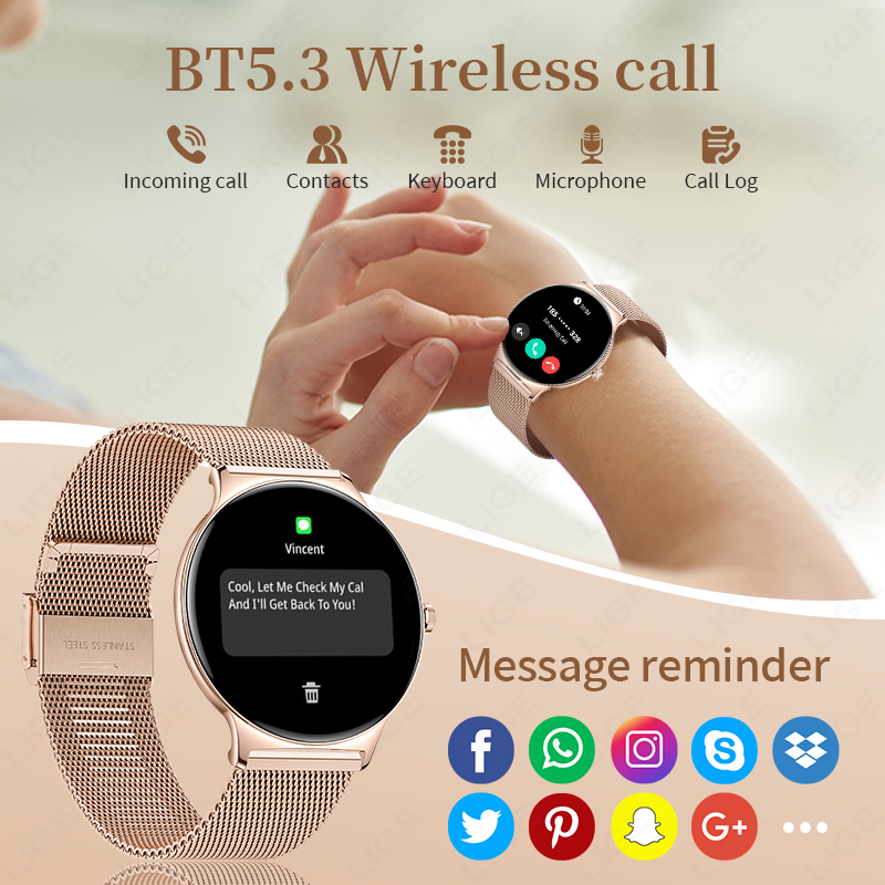 LIGE New Ultra Thin Smart Watc - مراجعة Smartwatch New Watches For Women وسعره