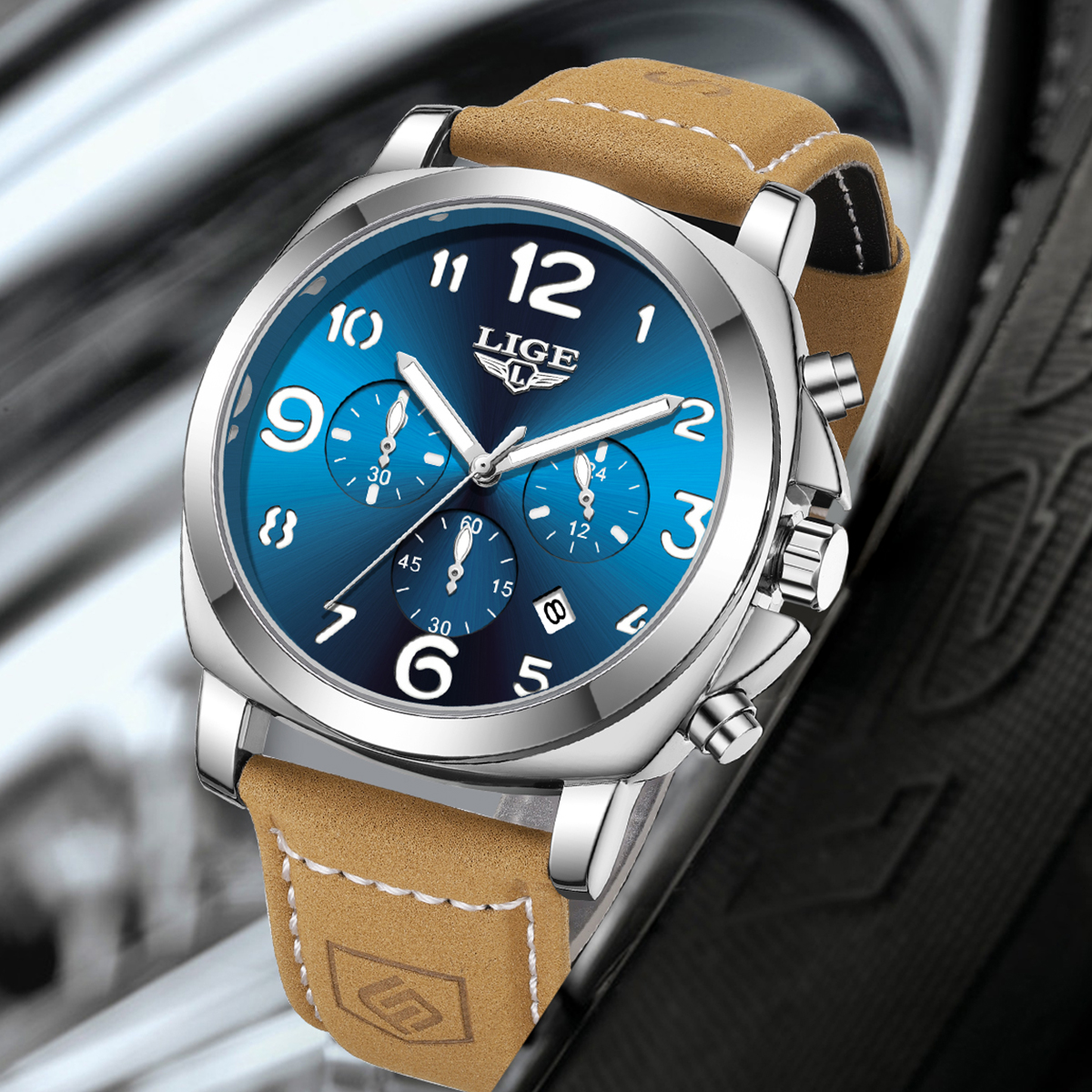 LIGE Casual Outdoor Quartz Man - مراجعة Leather Watch Strap وسعره