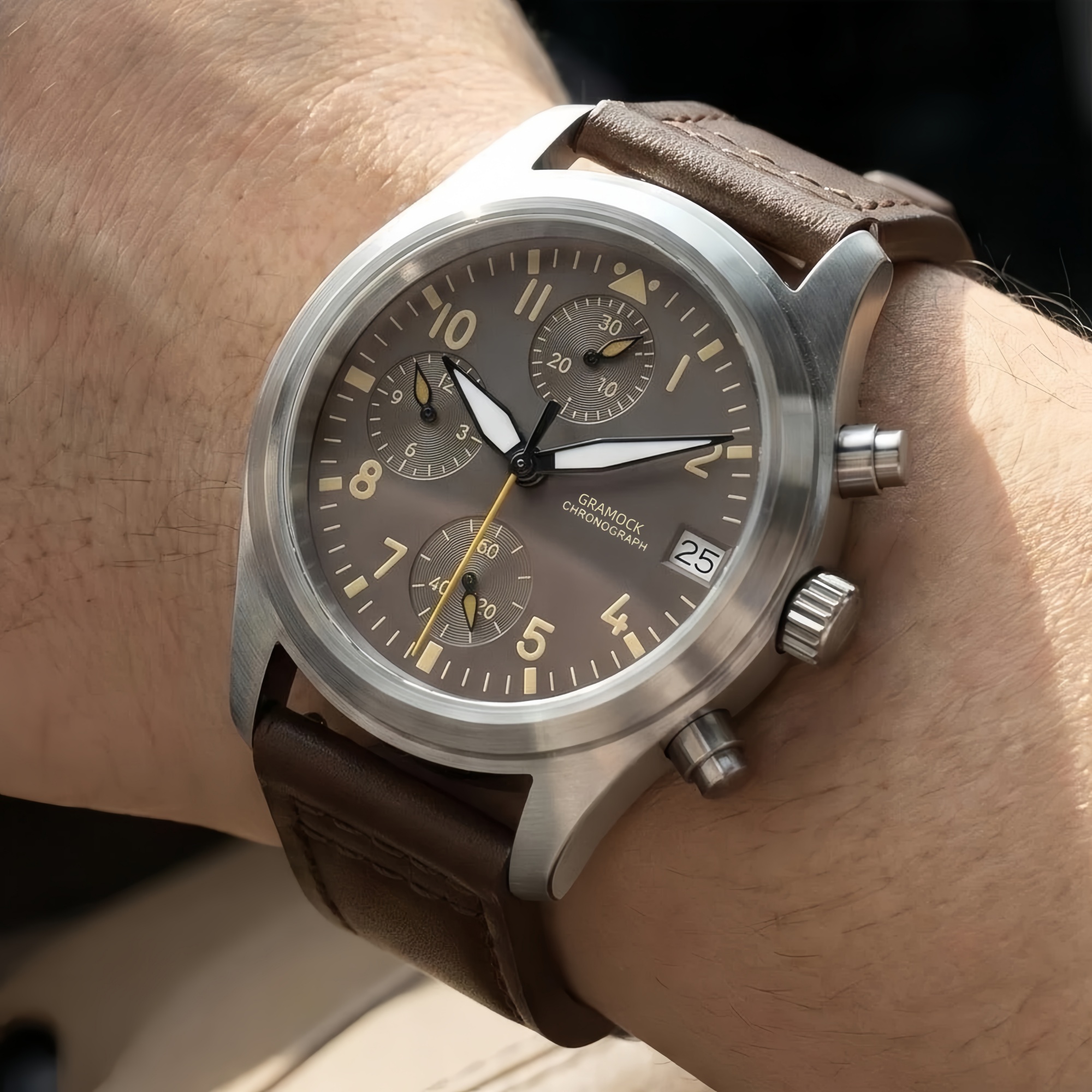 Men's 38mm Steel Dive Vintage  - مراجعة Leather Watch Strap وسعره