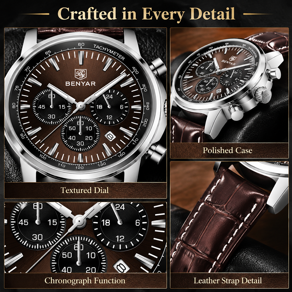 BENYAR Top brand multifunction - مراجعة Leather Watch Strap وسعره