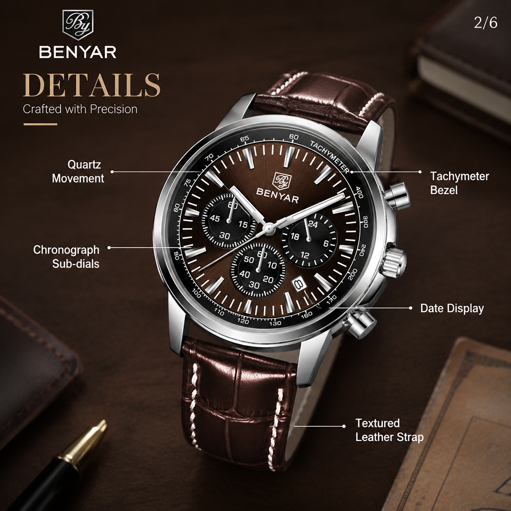 BENYAR Top brand multifunction - مراجعة Leather Watch Strap وسعره