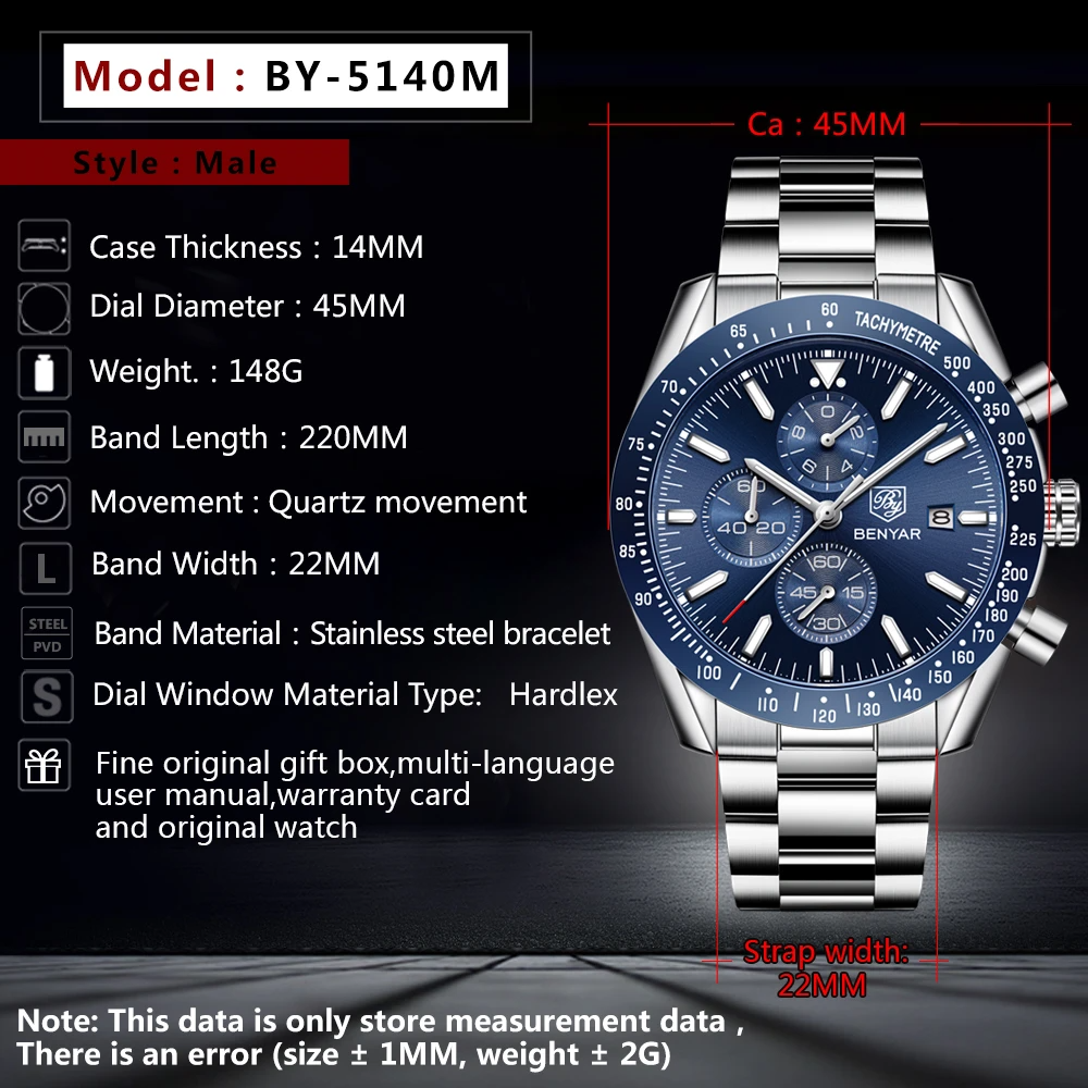 Men Watch BENYAR Top Brand Lux - مراجعة Smartwatch Branded Watches For Men وسعره