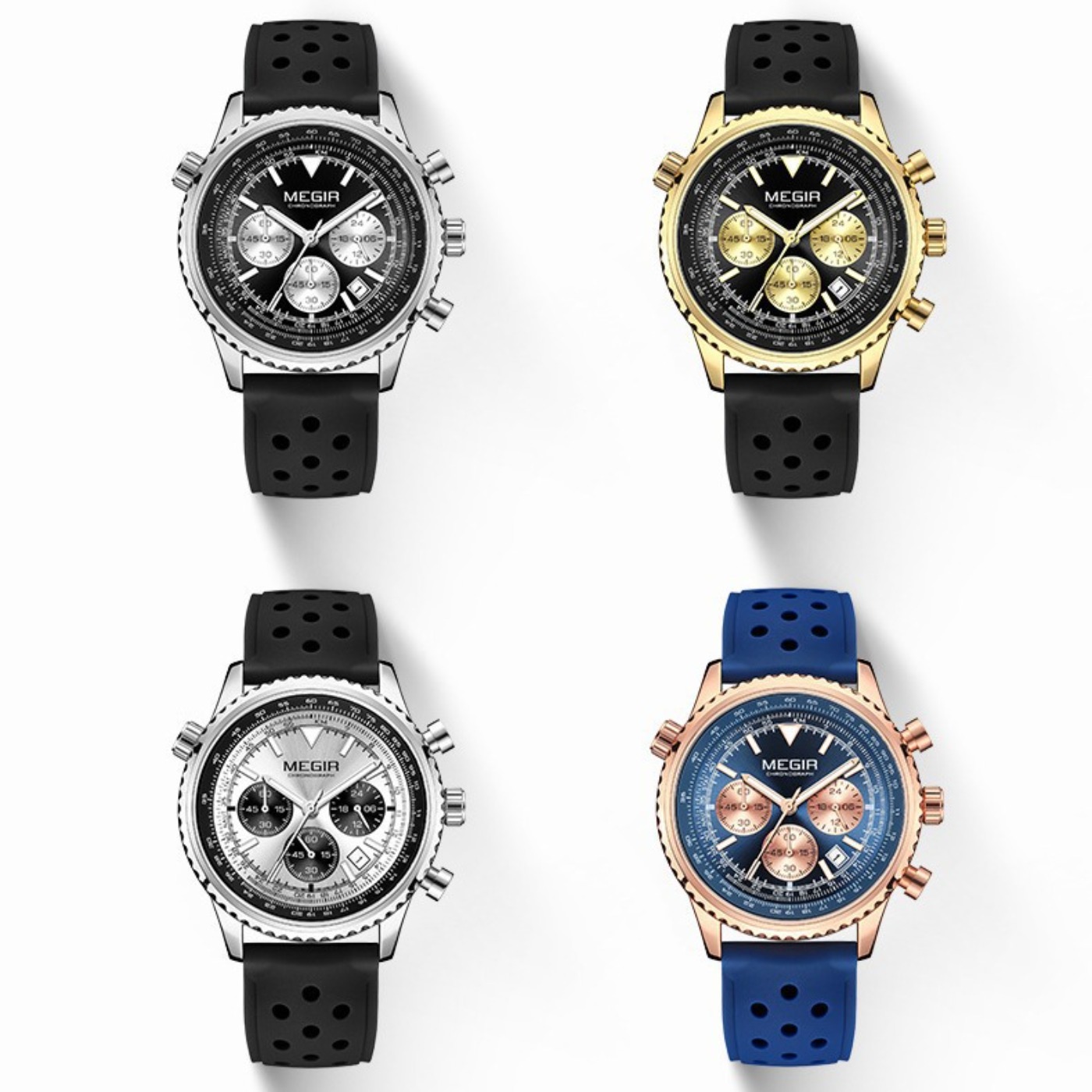 MEGIR Silver Black Quartz Watc - مراجعة Leather Watch Strap وسعره