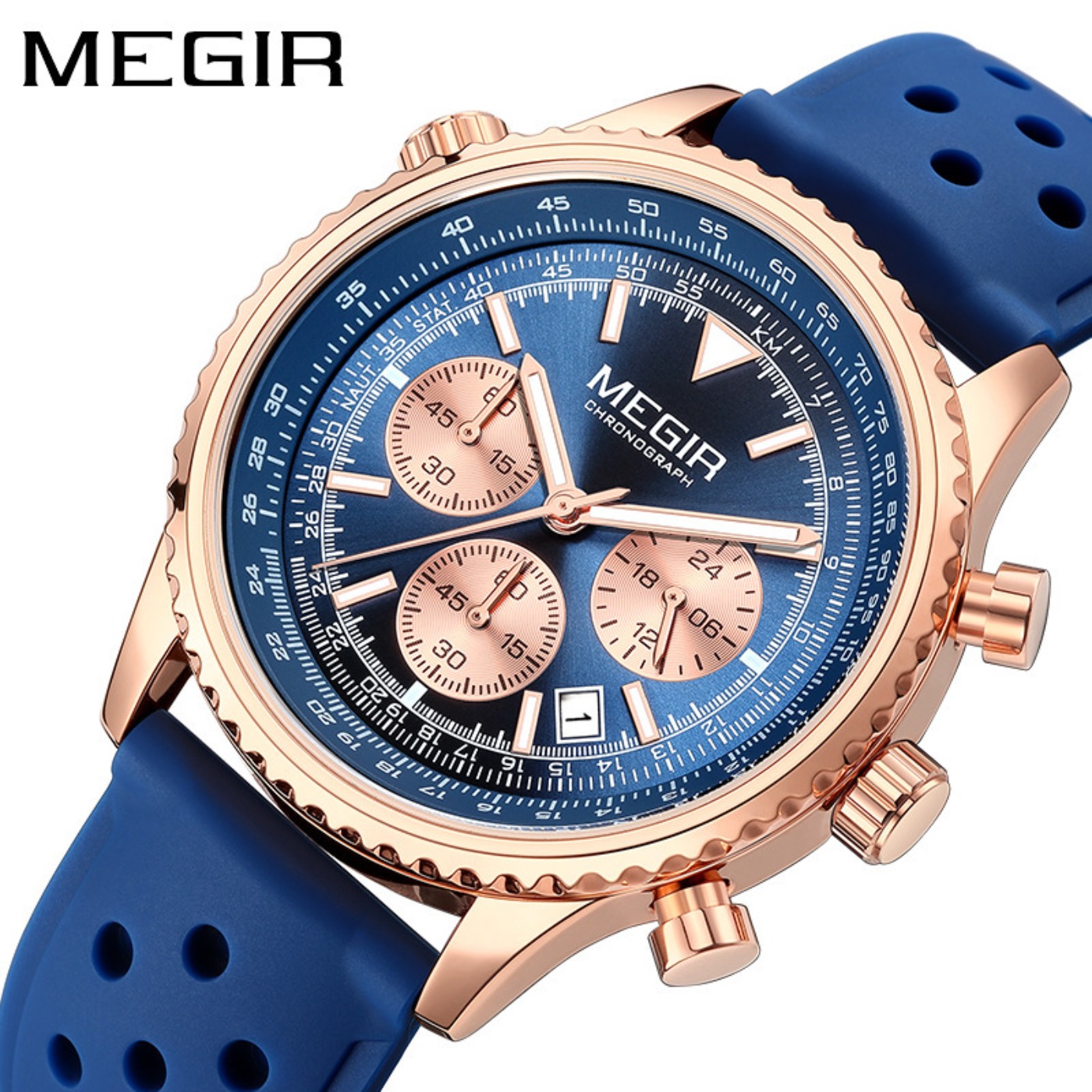 MEGIR Silver Black Quartz Watc - مراجعة Leather Watch Strap وسعره