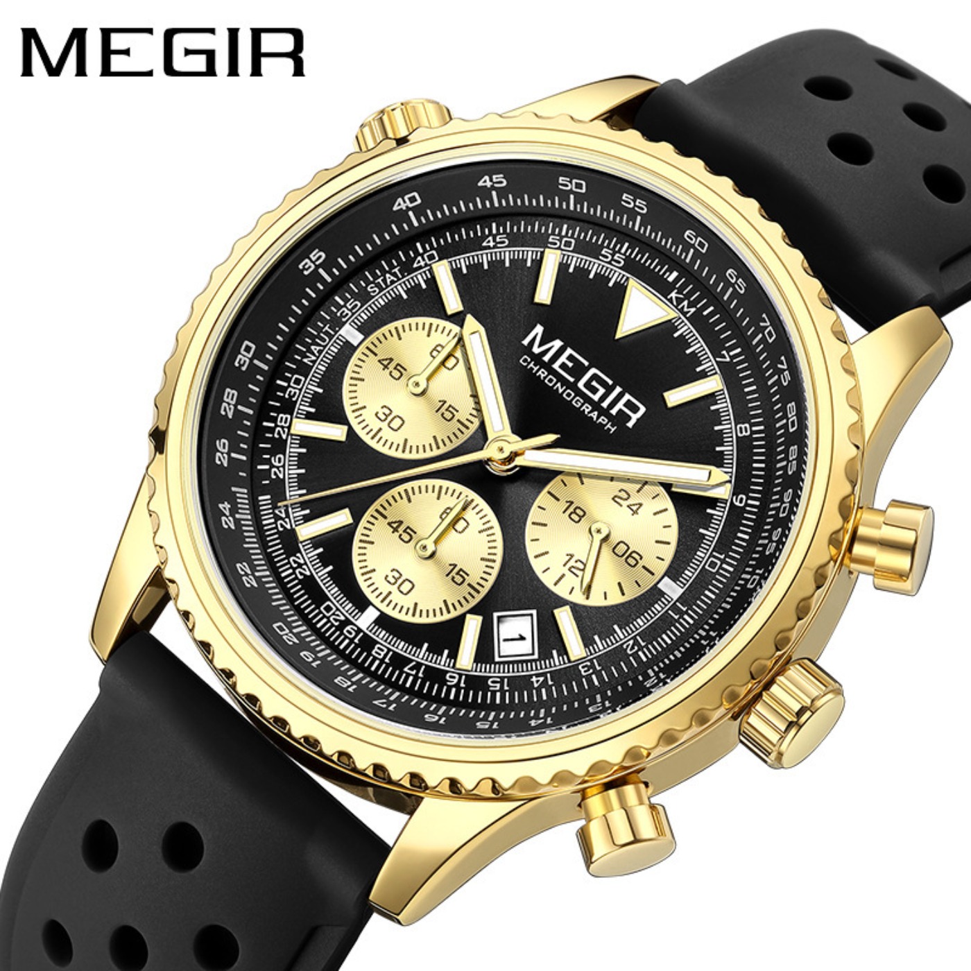 MEGIR Silver Black Quartz Watc - مراجعة Leather Watch Strap وسعره