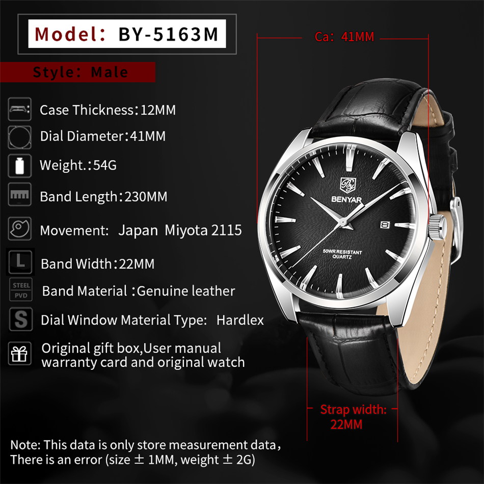 Benyar 5163 Top Brand Luxury M - مراجعة Solar Powered Watch وسعره
