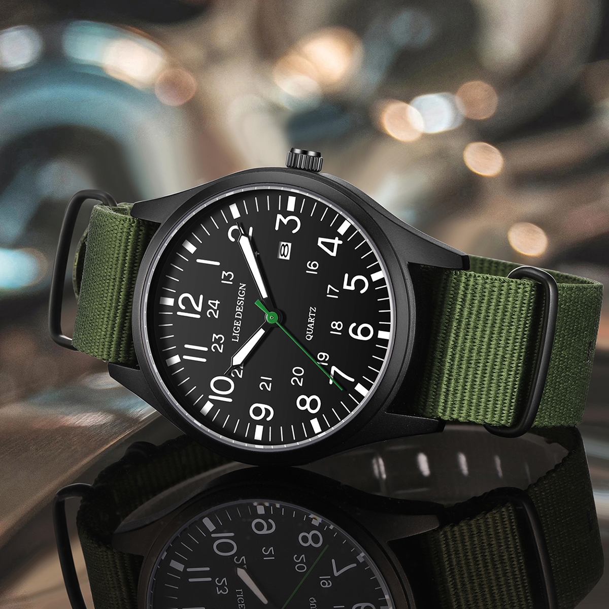 LIGE Top Brand Luxury Men Quar - مراجعة Solar Powered Watch وسعره