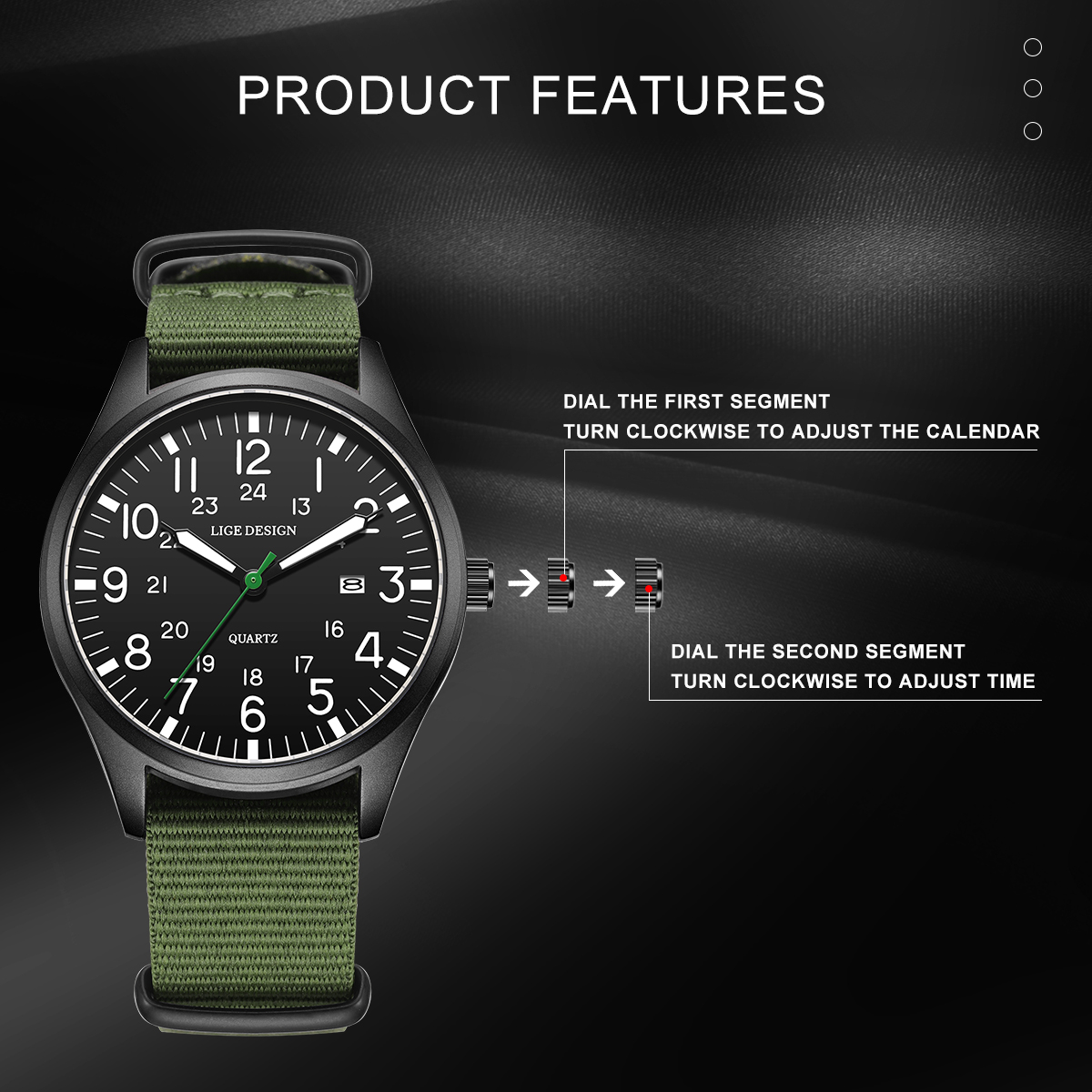 LIGE Top Brand Luxury Men Quar - مراجعة Solar Powered Watch وسعره