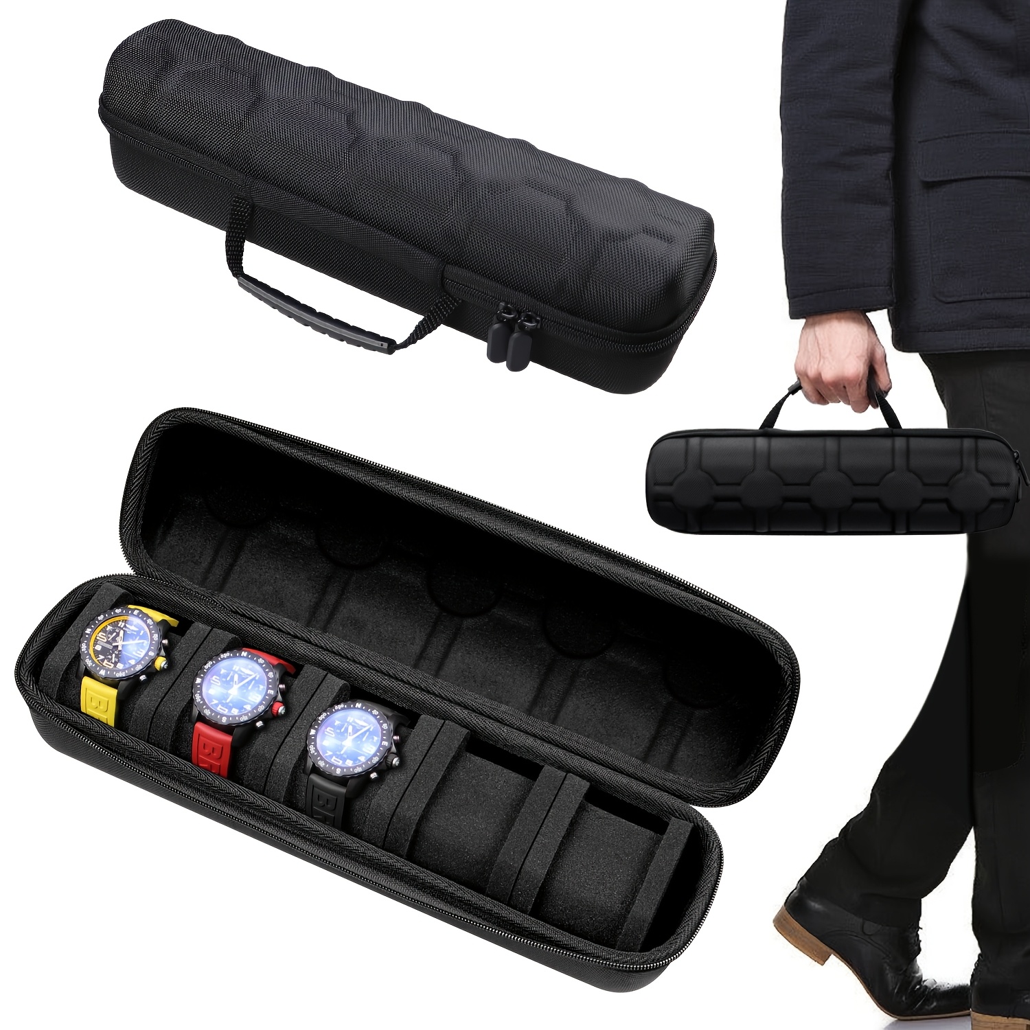 1pc 5-Slot Watch Case | Hard S - مراجعة Tag Watches Smartwatch وسعره