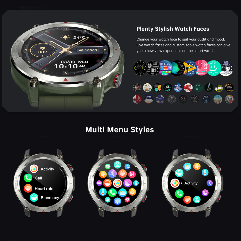 1.43 Inch HD Screen IP68 Water - مراجعة Smartwatch Digital Watches For Men وسعره