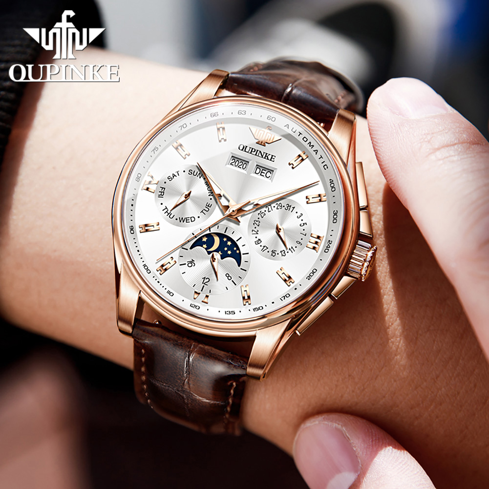 OUPINKE Men's Watches Casual T - مراجعة Leather Watch Strap وسعره