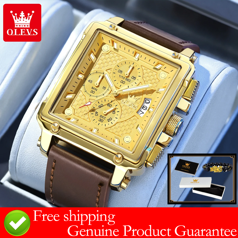 OLEVS brand mens watches water - مراجعة Leather Watch Strap وسعره