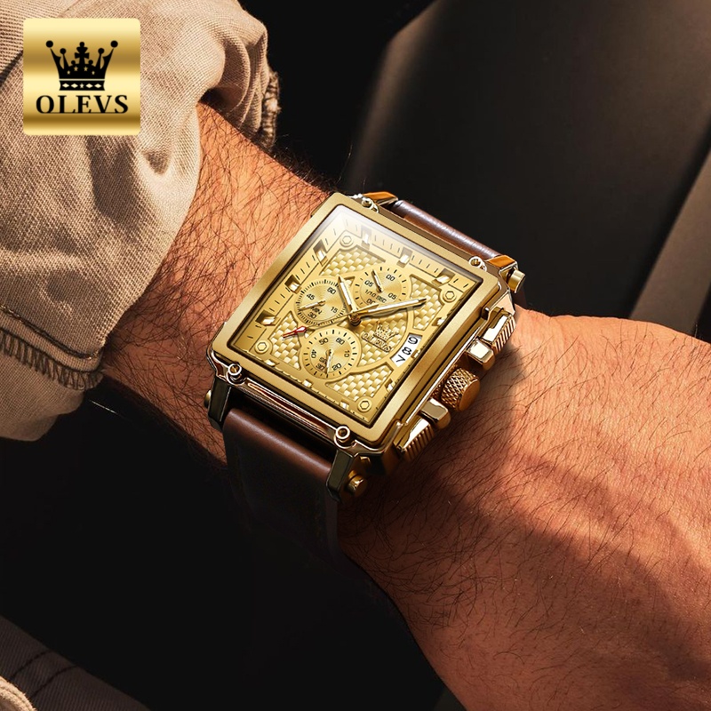OLEVS brand mens watches water - مراجعة Leather Watch Strap وسعره