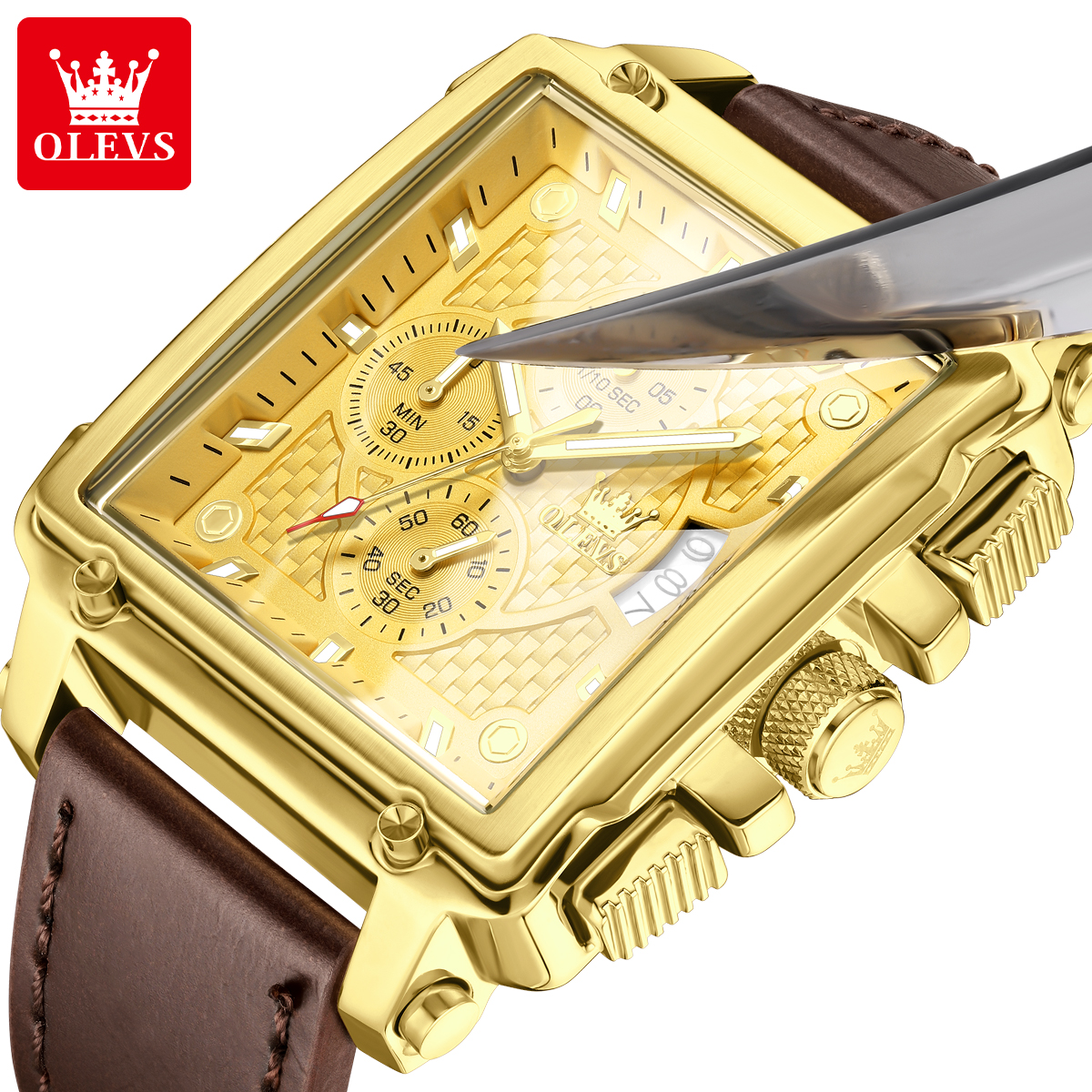 OLEVS brand mens watches water - مراجعة Leather Watch Strap وسعره
