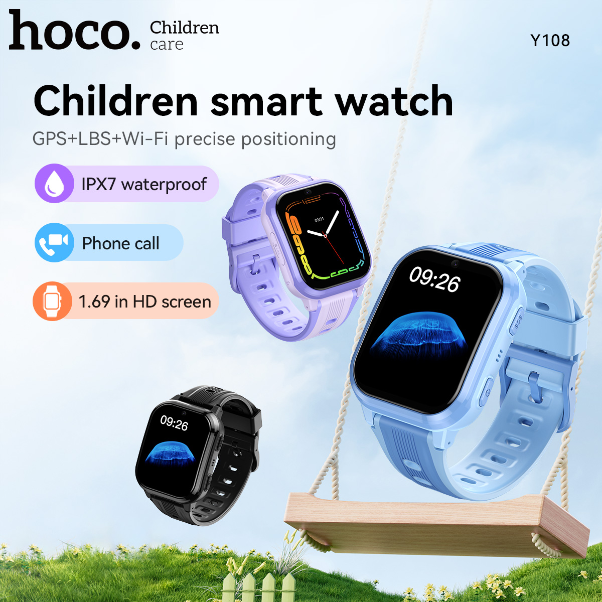 HOCO Y108 1.69inch HD LCD Curv - مراجعة Smartwatch Watches For Kid Boy With Gps وسعره